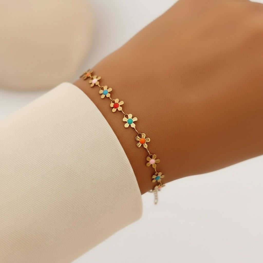 Armband Blumen II mit Emaille