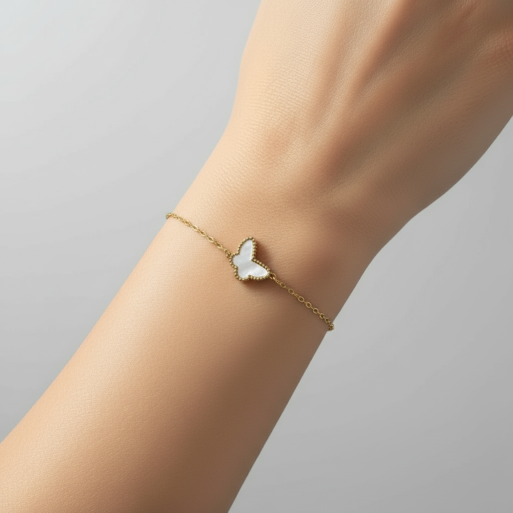 Armband Sweet Butterflies 9 mm 925er Sterlingsilber, vergoldet