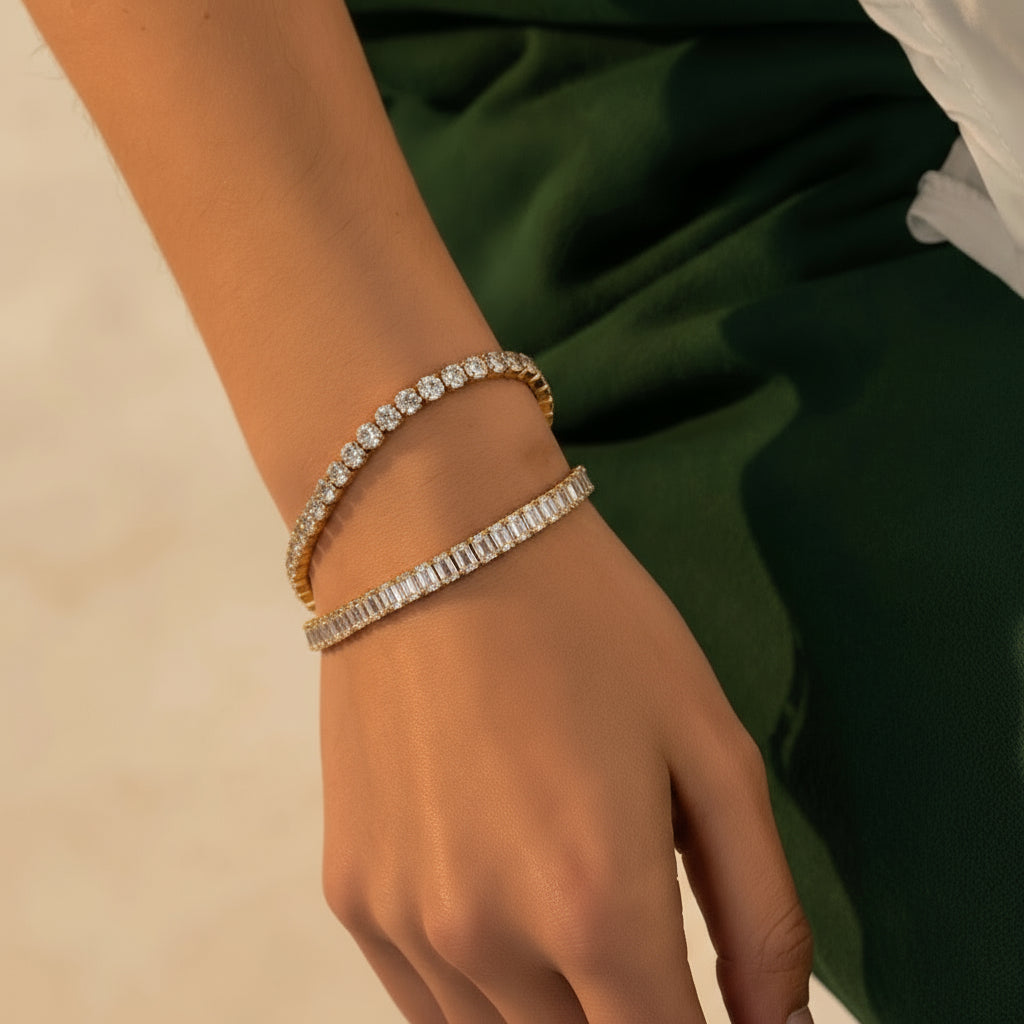 Armband Tennis Baguette vergoldet