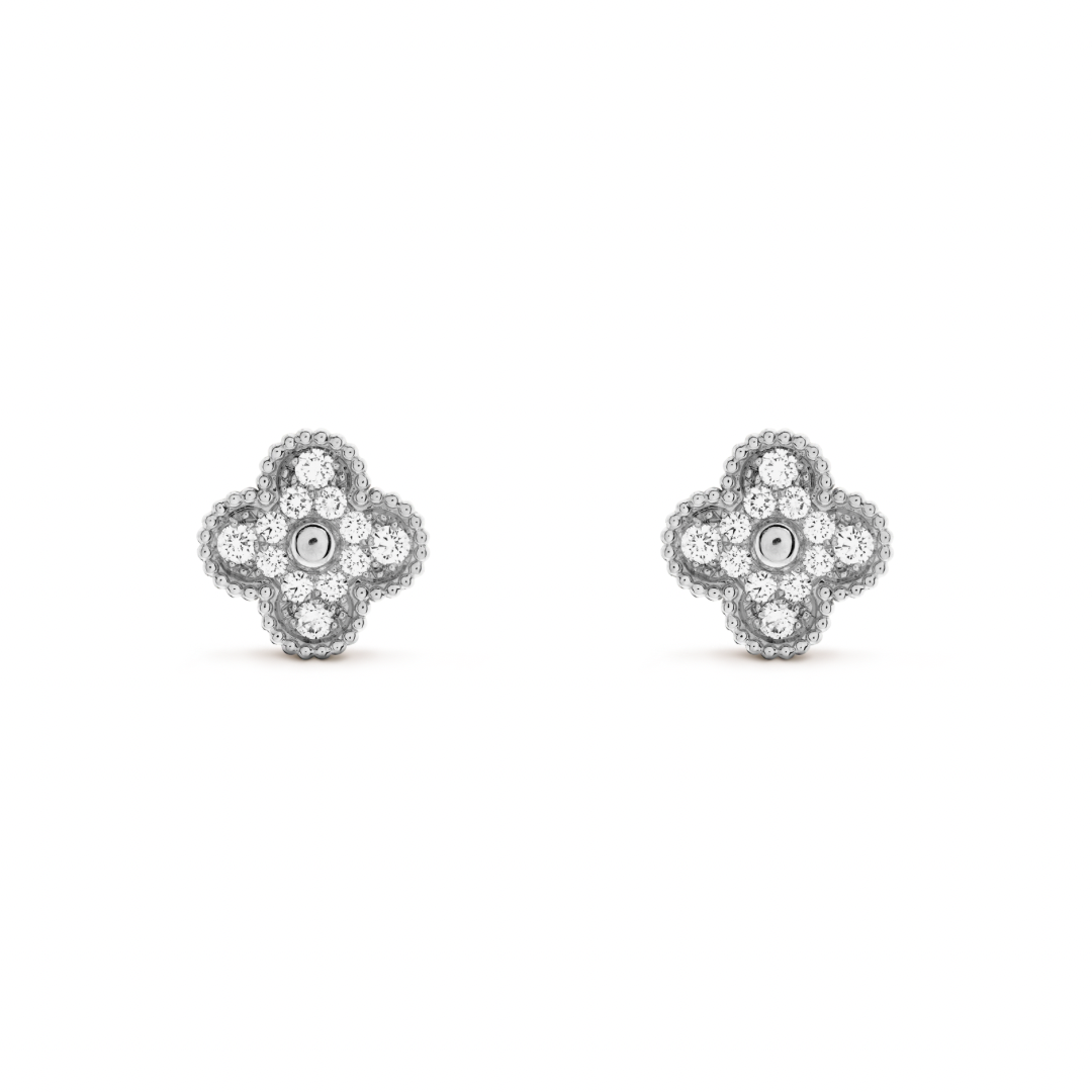 Ohrstecker Clover 9 mm mit Zircon 925er Silber, vergoldet