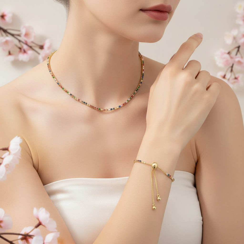 Halskette Tennis Rainbow